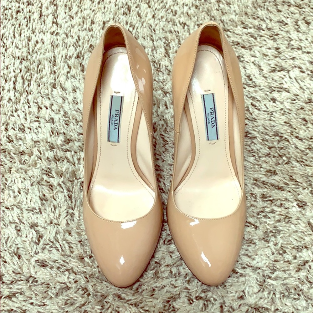 Prada Nude Patent Pumps - like new!